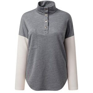 NWT Shewin Womens Oversized Button Up Pullover Sweatshirt - Size S - Dark Grey